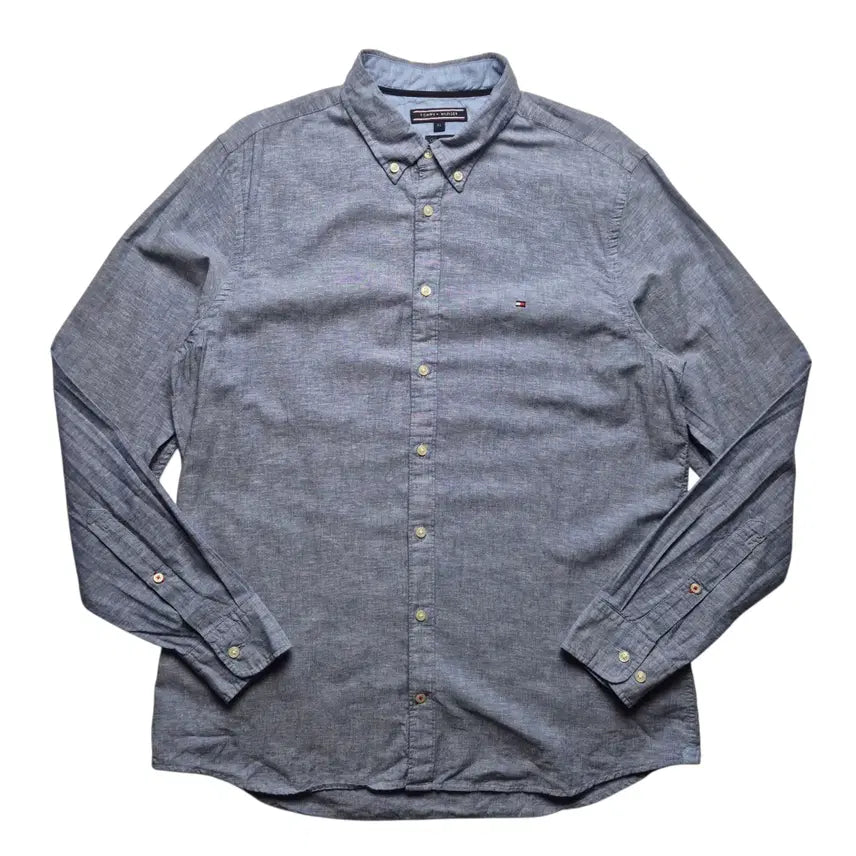 [BUNJANG] Tommy Hilfiger Linen Shirt - Men's XL - Blue / [XL] 타미힐피거 린넨셔츠