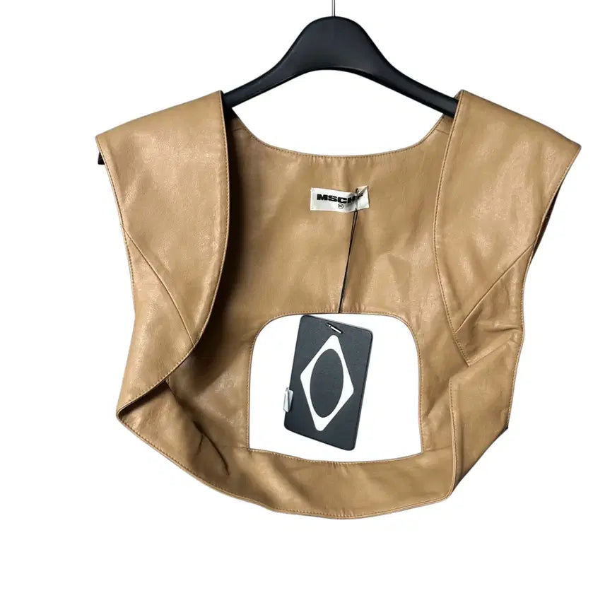 [BUNJANG] MSCHF Beige Leather Vest / free 미스치프 베이지 레더 베스트