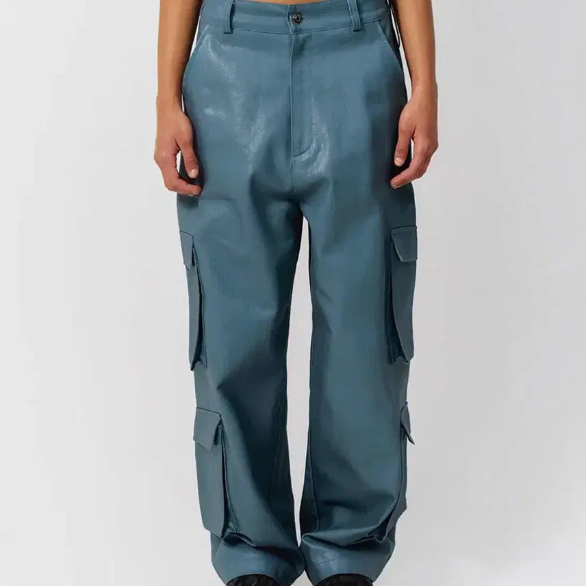 [BUNJANG] YEEL Cargo Coated Jeans Blue / [YEEL] CARGO COATED JEANS BLUE (free)