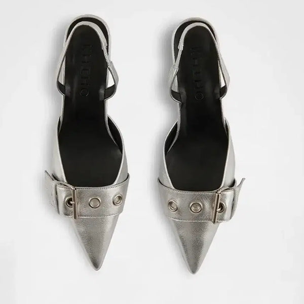 [BUNJANG] KHIIHO Silver Buckle Slingback Shoes / KHIIHO 실버 버클 슬링백 구두 250 (pointed buckle slingback)