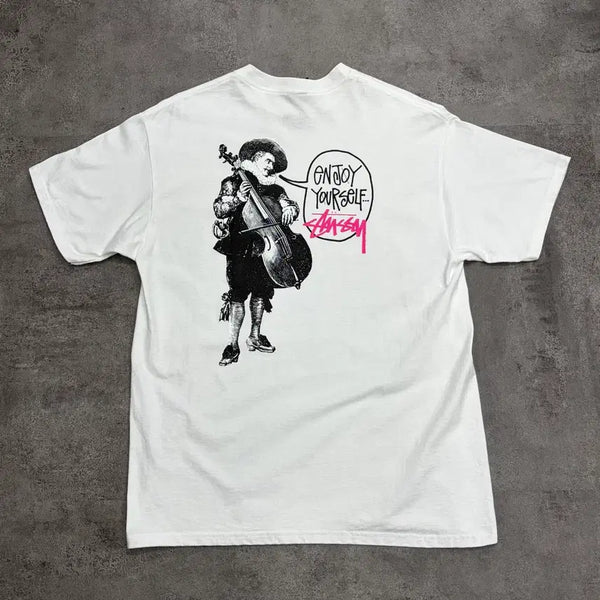 [BUNJANG] 00s Stussy Cello Graphic T-Shirt Japanese Deadstock / 00s 스투시 Enjoy Yourself 첼로 그래픽 티 일본 데드스탁