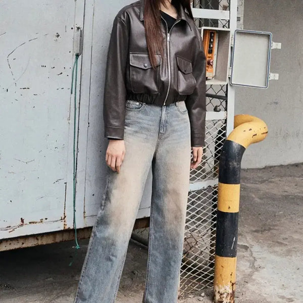 [BUNJANG] MISOO Faux Leather Jumper Jacket / 미쏘 페시크레더 점퍼 자켓