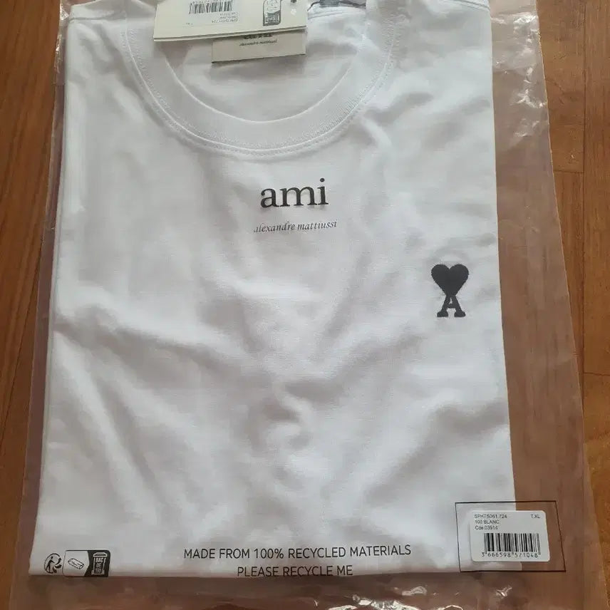 [BUNJANG] AMI Paris Cotton T-Shirt White XL / 아미 반팔티 화이트 xl
