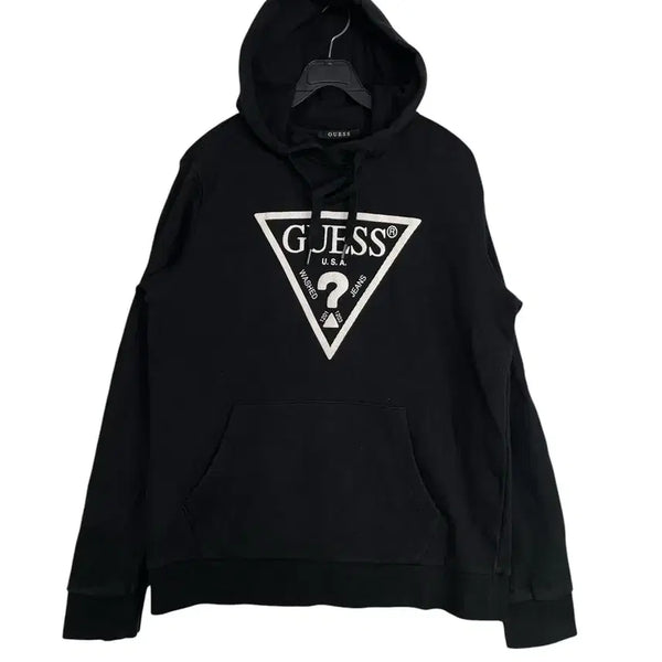 [BUNJANG] Guess Triangle Logo Hoodie Black / 게스 트라이앵글 로고 후드티 블랙
