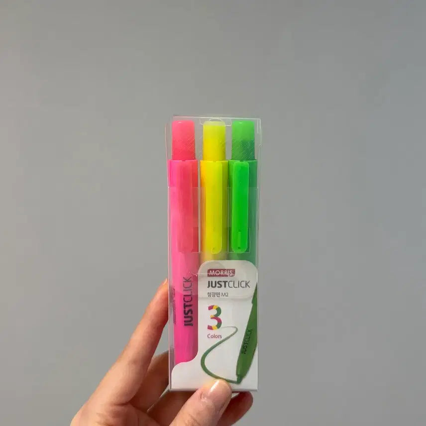 [BUNJANG] Morris Just Click One-Touch Fluorescent Pen M2 Set / 모리스 저스트클릭 원터치 형광펜 M2 세트
