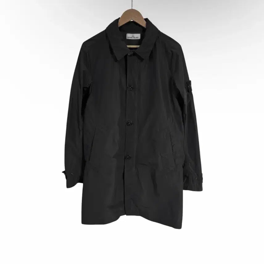 [BUNJANG] Stone Island Men's Micro Ropes Badge Nylon Trench Coat Jacket Black M / [M] 스톤아일랜드 남성 마이크로랩스 와펜 나일론 트렌치 코트 자켓 블랙