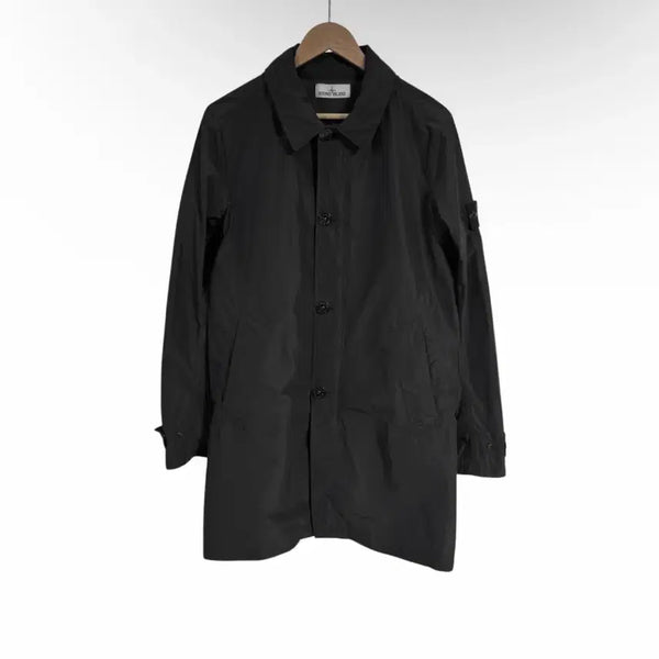 [BUNJANG] Stone Island Men's Micro Ropes Badge Nylon Trench Coat Jacket Black M / [M] 스톤아일랜드 남성 마이크로랩스 와펜 나일론 트렌치 코트 자켓 블랙