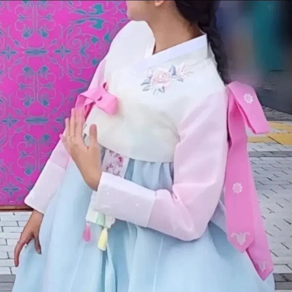 [BUNJANG] Hanbok Set - Pastel Yellow/Light Pink/Mint / 화사한 한복 세트 연노랑/연핑크/민트