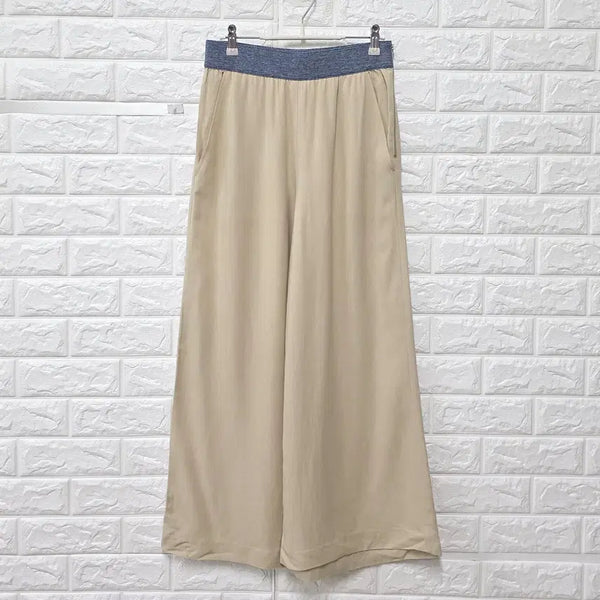 [BUNJANG] United Colors of Benetton Beige Banding Wide Pants / 28인치 베네통 베이지 밴딩 와이드 팬츠 E463
