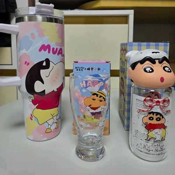 [BUNJANG] Crayon Shin-chan Tumbler & Glass Set / 짱구는 못말려 텀블러 & 유리잔 세트