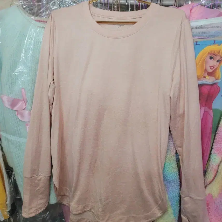[BUNJANG] Esletah Long Sleeve T-Shirt Beige L / 긴팔 티셔츠 베이지 피치 에슬레타 수입L