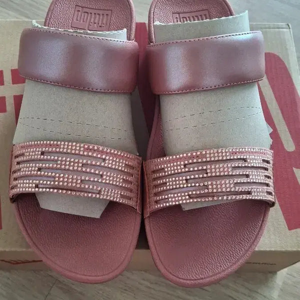 [BUNJANG] Fitflop Repper Sandals Rose Gold Cubic Embellishment Size 235 / 핏플랍스리퍼 새상품