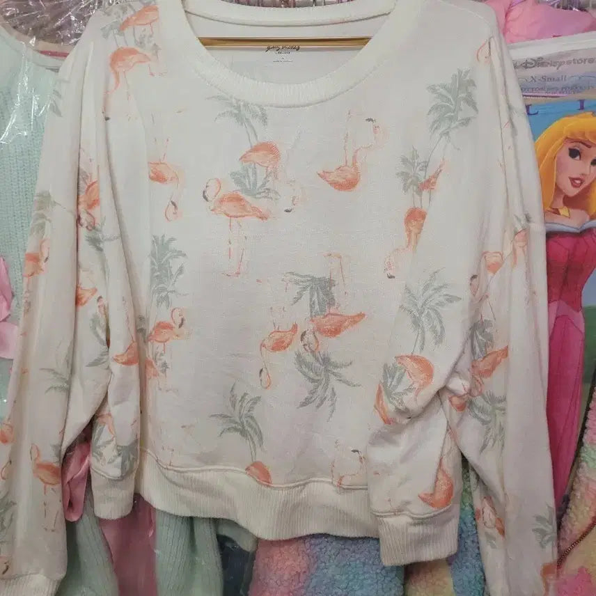 [BUNJANG] Imported Flamingo Pattern Sweatshirt (M) / 플라밍고 패턴 맨투맨M수입