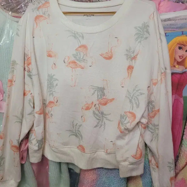 [BUNJANG] Imported Flamingo Pattern Sweatshirt (M) / 플라밍고 패턴 맨투맨M수입
