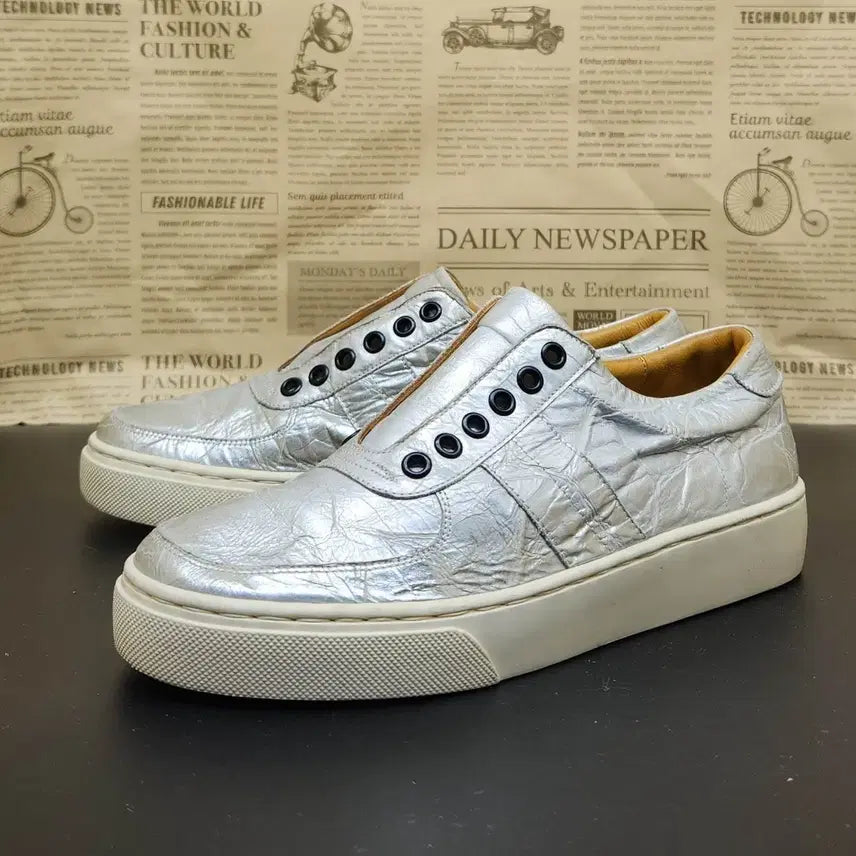 [BUNJANG] Bohemian Metallic Silver Women's Sneakers 230 / 반헤미안 메탈릭 실버 여성스니커즈 230