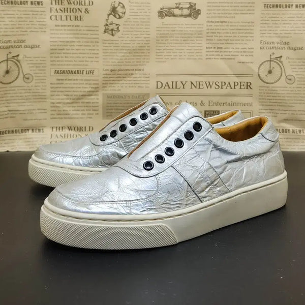 [BUNJANG] Bohemian Metallic Silver Women's Sneakers 230 / 반헤미안 메탈릭 실버 여성스니커즈 230