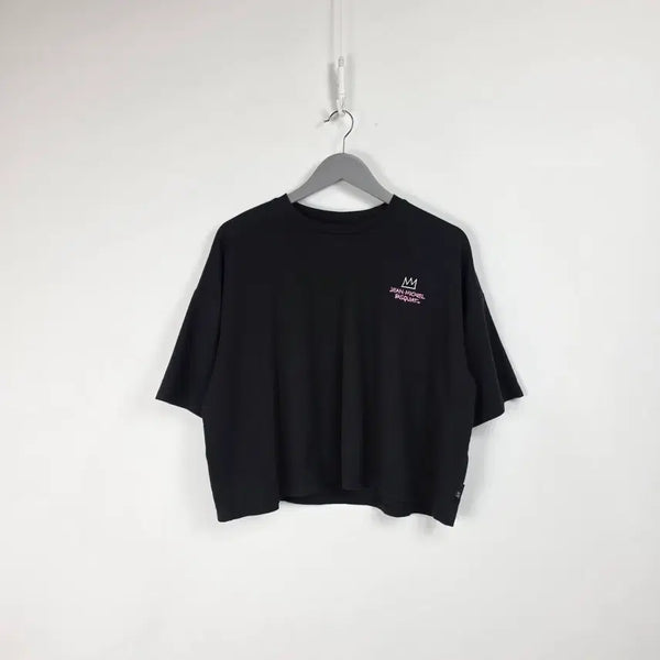 [BUNJANG] Jean-Michel Basquiat x Frank Stella Cropped Oversized T-Shirt Black / 장 미셸 바스키아 X 프랭크 스톤 크롭 오버핏 반팔 티셔츠 블랙 여 95. 260804