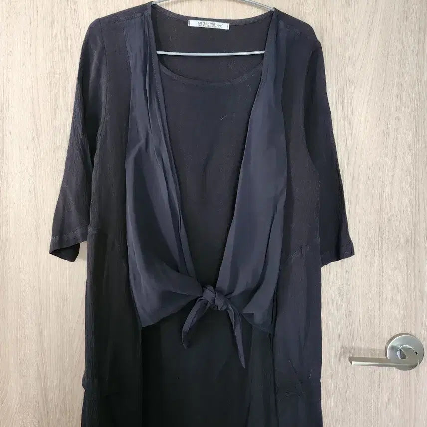 [BUNJANG] Ingun Sarang Black Linen Blend Cardigan Dress M / 인견사랑 카디건 원피스