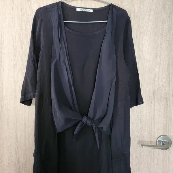 [BUNJANG] Ingun Sarang Black Linen Blend Cardigan Dress M / 인견사랑 카디건 원피스
