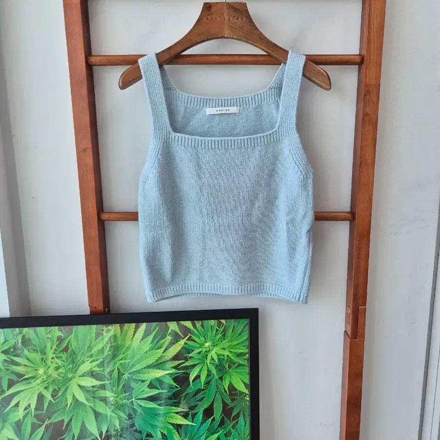 [BUNJANG] MERIGE Square Neck Sleeveless Knit Top - Sky Blue (New) / (새상품) MERIGE 뷔스티에 니트 하늘색