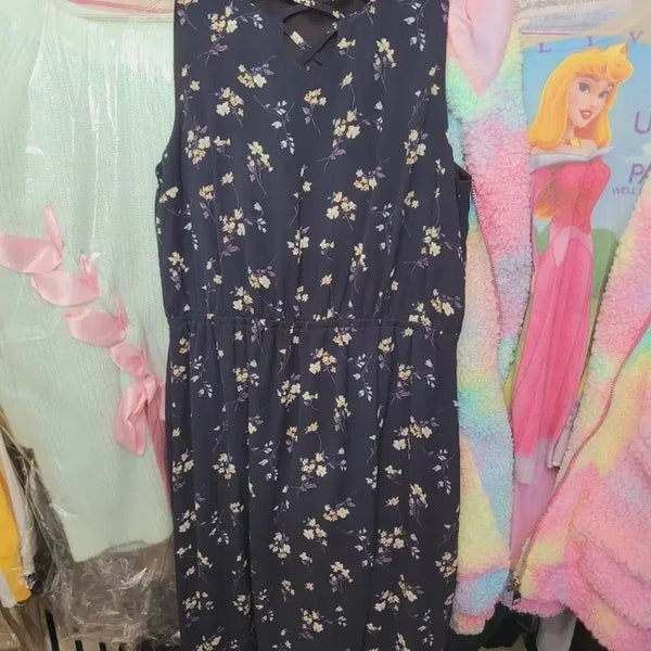 [BUNJANG] Floral Chiffon Sleeveless Maxi Dress / 플로랄쉬폰 민소매 원피스,수입M