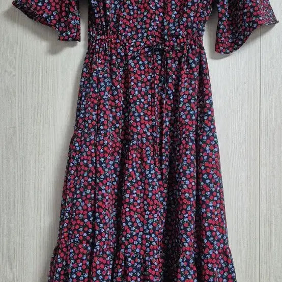 [BUNJANG] Short Sleeve Long Dress with Floral Pattern / 반팔 롱원피스