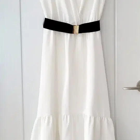 [BUNJANG] Zara White Long Dress with Belt / 자라 화이트 롱원피스 벨트포함