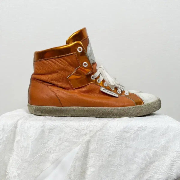 [BUNJANG] Viktor & Rolf Orange Leather High-Top Sneakers Size 42 (270mm) / 빅터앤롤프/가죽 하이탑 스니커즈 운동화 42 270/라덴
