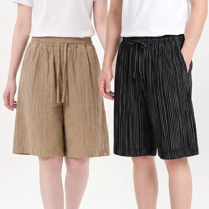 [BUNJANG] Unisex Plus Size Pleated Banding Shorts / 남녀공용 빅사이즈 주름 밴딩 반바지