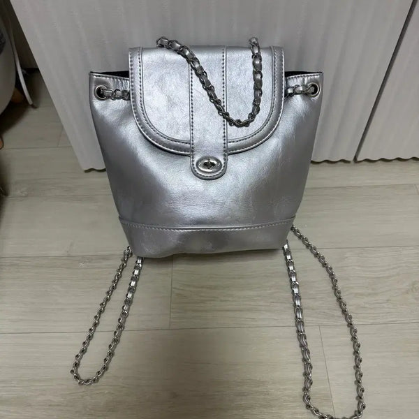 [BUNJANG] Silver Chain Backpack / 실버 체인 백팩
