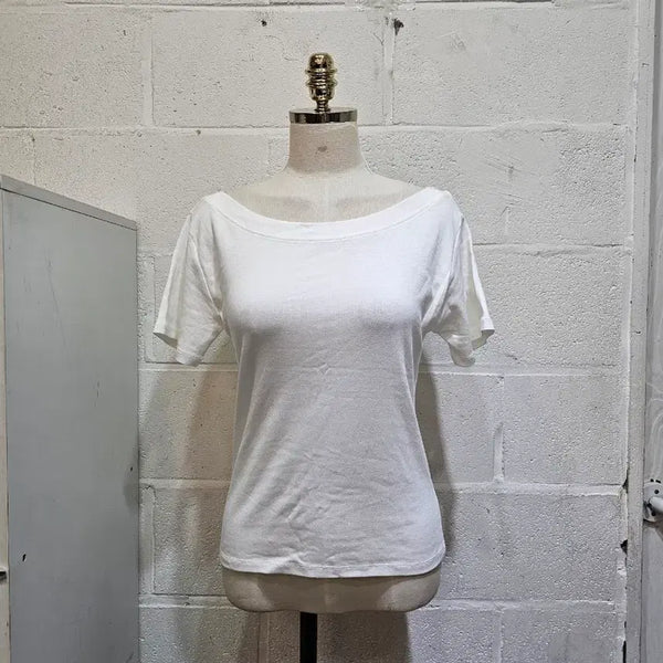 [BUNJANG] Wide Round Plain T-Shirt - White / 와이드라운드 무지 반팔- 화이트