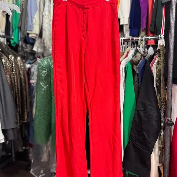 [BUNJANG] H&M Red Linen Blend Wide Pants EUR 36 / H&M 레드 린넨 블렌드 와이드 팬츠 EUR 36