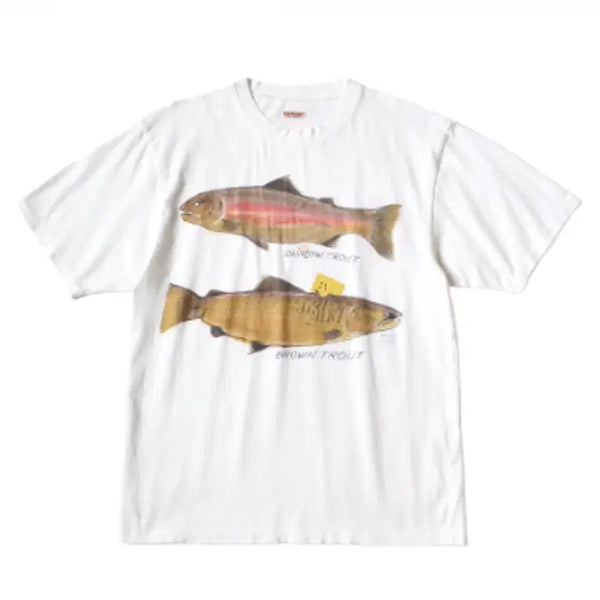 [BUNJANG] Kapital 20 Jersey Crew T-Shirt 2 Trout Packish Rainbow Y Pt White / 캐피탈 20 저지 크루 티셔츠 2 트라우트 패키쉬 레인보우 Y Pt 화이트
