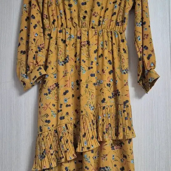 [BUNJANG] V-Neck Long Dress with Floral Pattern / 브이넥 롱원피스
