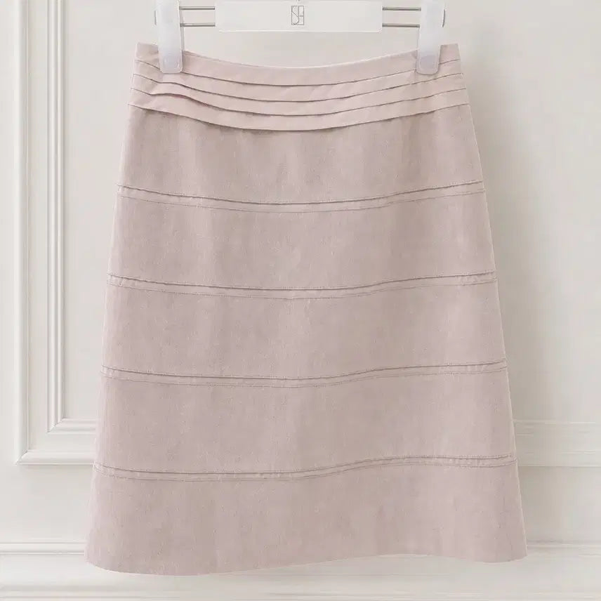 [BUNJANG] Blush Pink Suede Pintuck Midi Skirt / 일본 브랜드 블러쉬핑크 스웨이드 핀턱 미디 스커트