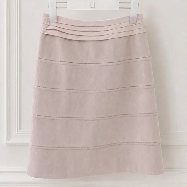 [BUNJANG] Blush Pink Suede Pintuck Midi Skirt / 일본 브랜드 블러쉬핑크 스웨이드 핀턱 미디 스커트
