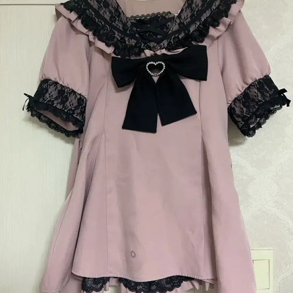 [BUNJANG] Dear My Love 3L Jiregy Half Sleeve T-Shirt Pink/Black / 디마럽 디어마이러브 3L 셋업 지뢰계 양지뢰 반팔 핑검