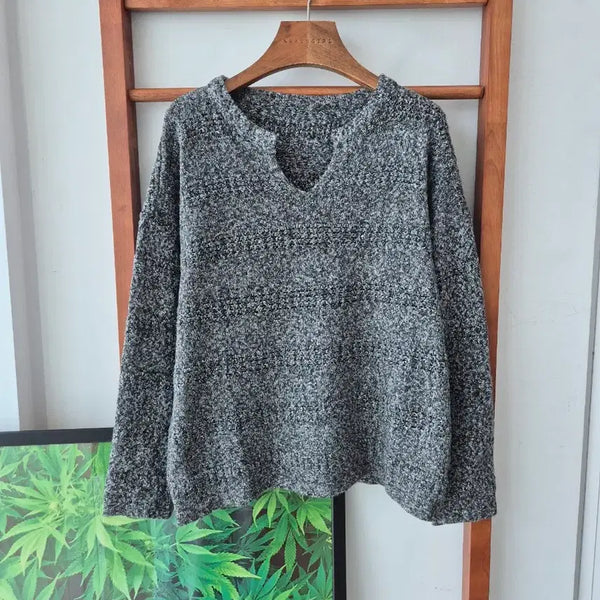 [BUNJANG] V-Neck Knit Sweater (Gray/Black) / (새상품) 니트 스웨터 그레이/블랙