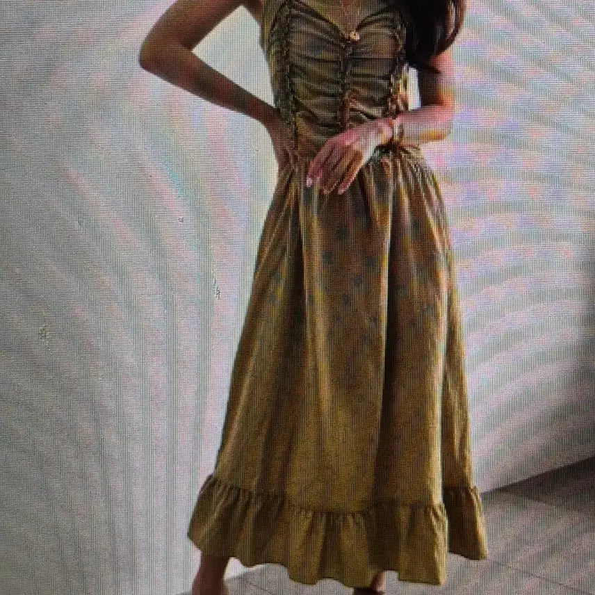 [BUNJANG] Tie String Shirring Dress 2 Colors / (해외배송)끈 셔링 원피스 2컬러
