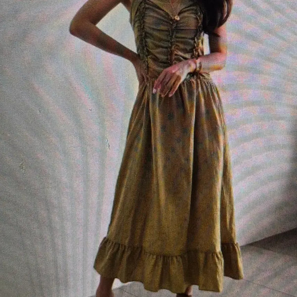 [BUNJANG] Tie String Shirring Dress 2 Colors / (해외배송)끈 셔링 원피스 2컬러