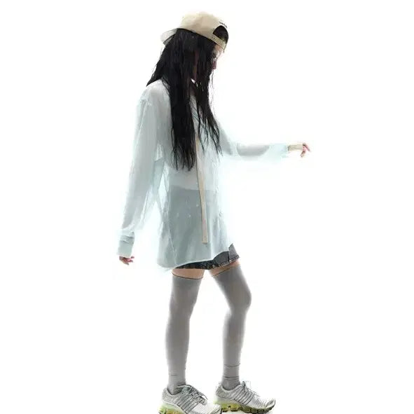 [BUNJANG] OJOS Graphic Sheer Shirt Mint / 오호스(OJOS) Graphic Sheer Shirts 민트