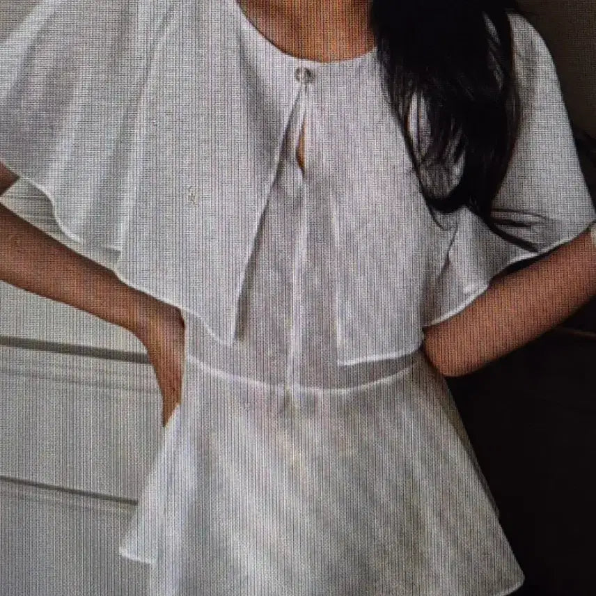 [BUNJANG] See-Through Frill Blouse White / (해외배송)시스루 프릴 블라우스 화이트