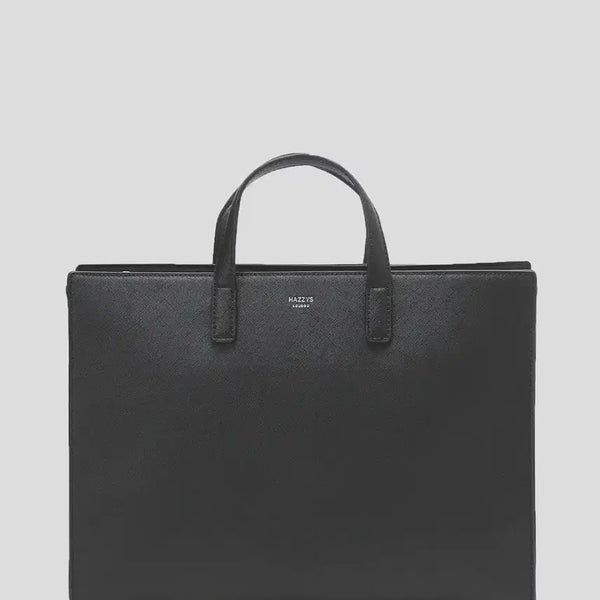 [BUNJANG] Hazzys Black Leather Briefcase / [헤지스]블랙 단색 가죽 서류가방 브리프케이스