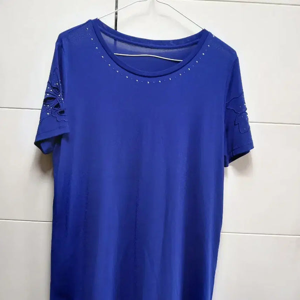 [BUNJANG] All For You Blue Floral Sleeveless Top Women's Size 66 / 올포유 블루 여성 나시티 꽃무늬 장식66넉넉