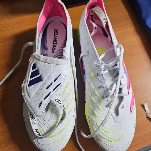 [BUNJANG] Adidas Predator Elite Tongue FG Football Boots White/Pink Size 235 / 아디다스 프레데터 엘리트 텅 축구화 FG 화이트/핑크 235