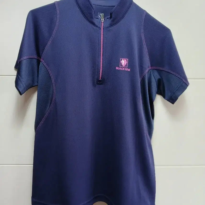 [BUNJANG] Black Yak Short Sleeve Zip-Up Shirt Navy 95 / 블랙야크 반팔 집업 셔츠 네이비95