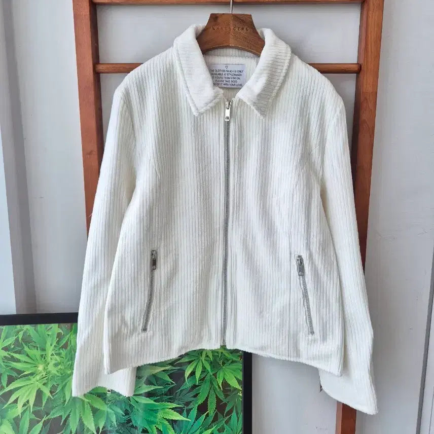 [BUNJANG] Stylenanda Corduroy Zip-Up Jacket White / (새상품)스타일난다 코듀로이 집업 자켓 화이트