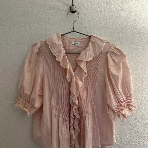 [BUNJANG] BLNC Pink Frill Collar Blouse / [판완] BLNC | 블랑 핑크 블라우스 S
