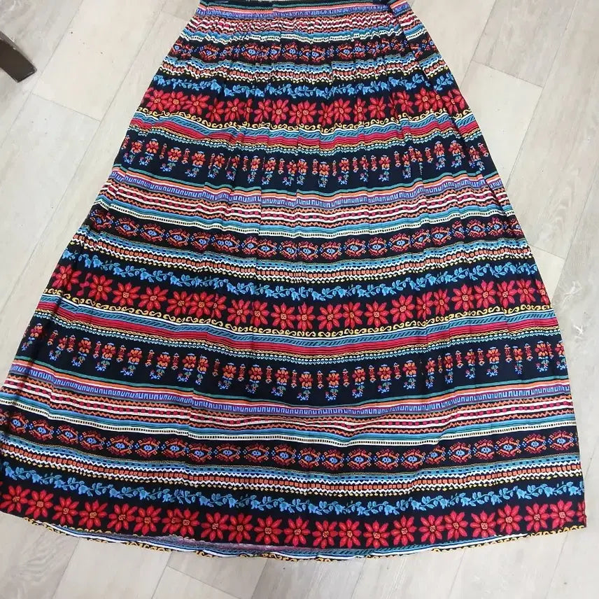 [BUNJANG] Patterned Long Cotton Skirt / 새상품 패턴 롱 면스커트28~30인치