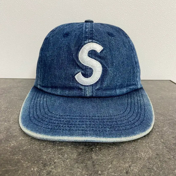 [BUNJANG] Supreme S Logo Washed Indigo Denim Cap (One Size) / 슈프림 S로고 볼캡 모자 워시드 인디고 데님 (One Size)